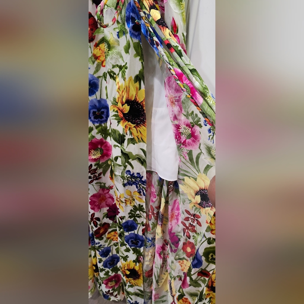 Alice + Olivia Samantha Floral Surplice Maxi Dress Women's Size 6 - Picture 7 of 11